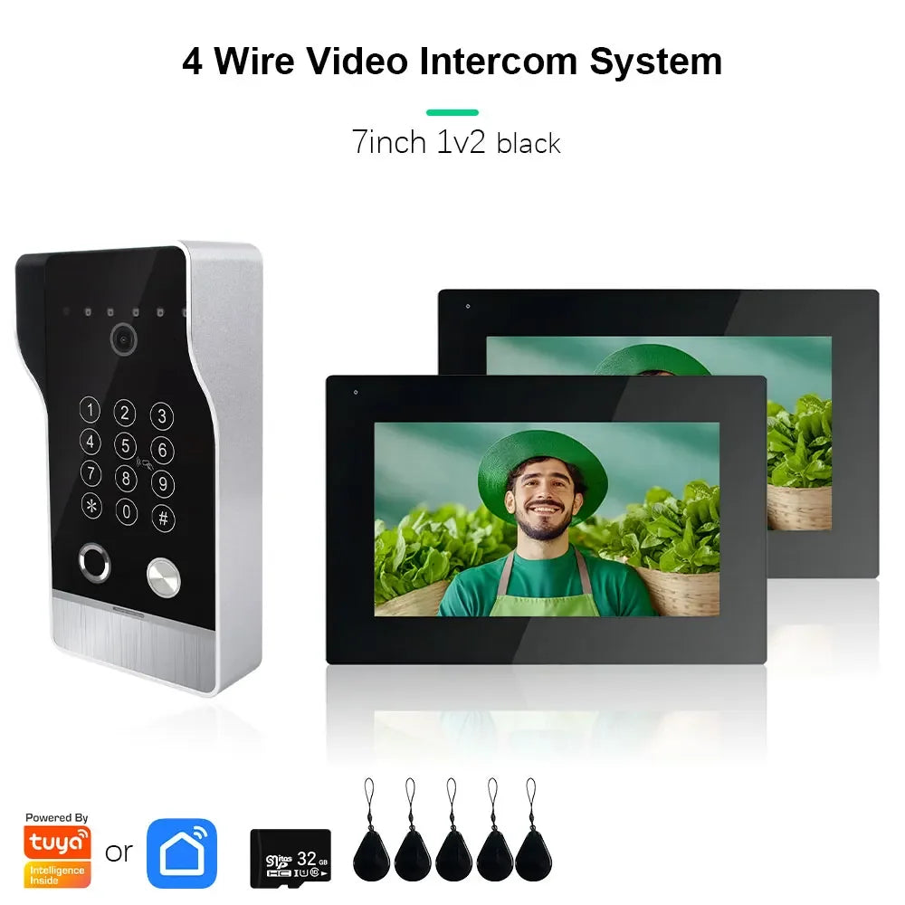 🔔📹 High Quality Video Doorbell Intercom System | Large Screen Smart Videophone 🔐 | Tuya Smart 5-in-1 Unlock 1080P for Home & Apartment