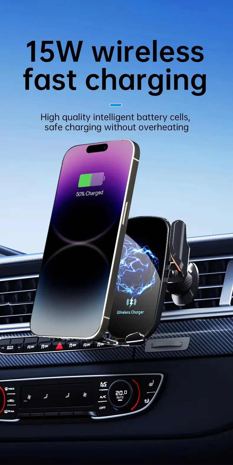 🚗📱 UYUXIO 15W Wireless Car Charger Air Vent Mount