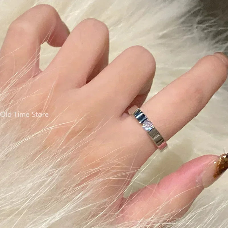 💍✨ Fashion Stainless Steel Cubic Zirconia Ring 💛 | Gold Color Wedding Ring for Women & Men 👩‍❤️‍👨 | Couple Jewelry Gift