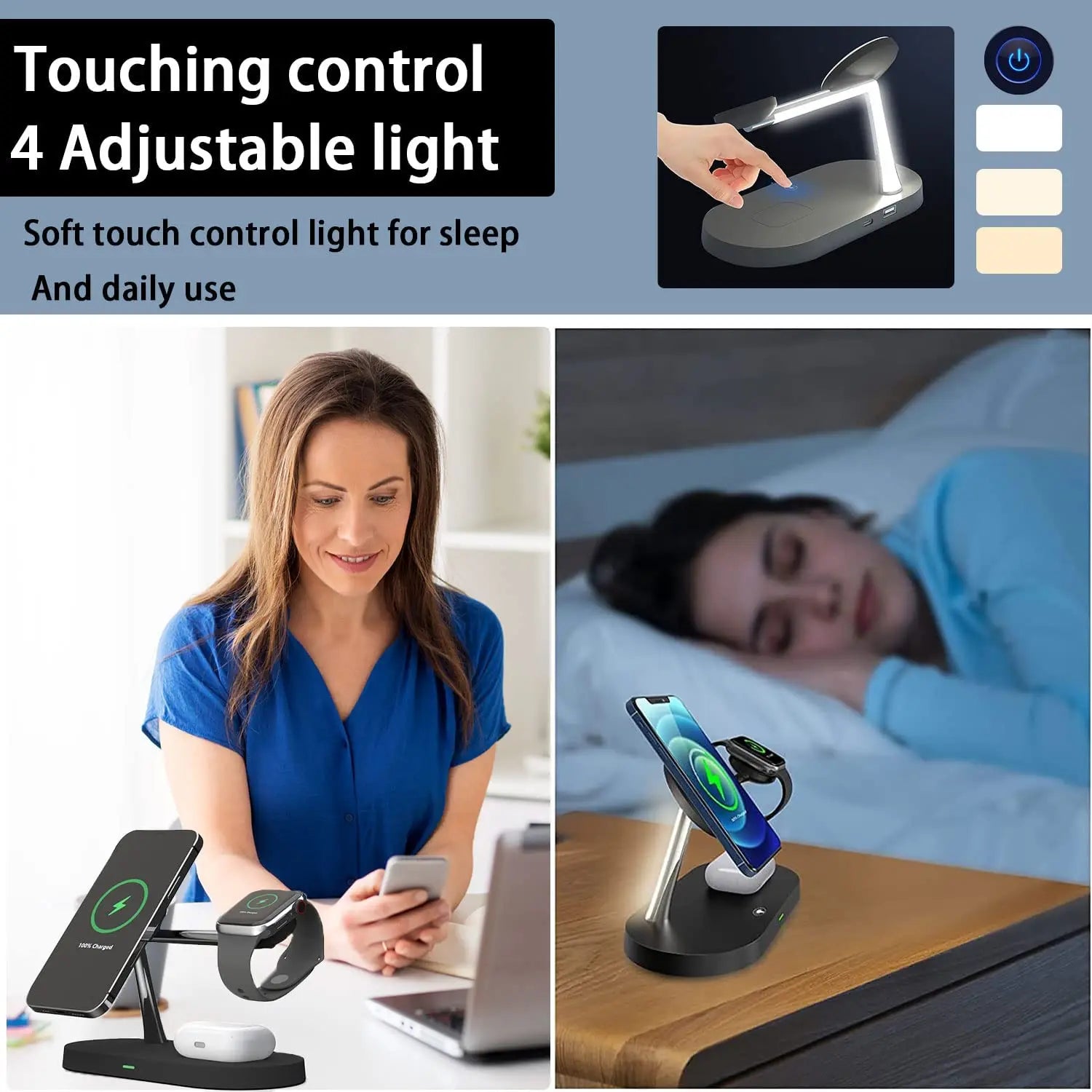 3-in-1 Wireless Charger Stand – Fast Charging for iPhone, Apple Watch & AirPods