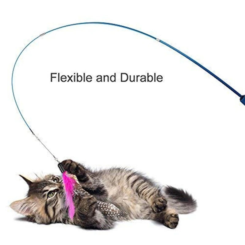🎣🐾 Telescopic Cat Teaser Wand – 3-Section Fishing Pole Stick