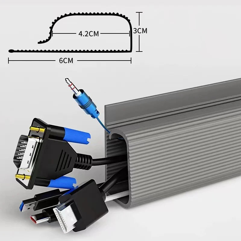 🤍🔌 Channel Desk Cable Organizer – No Drill Under Desk Cable Tray