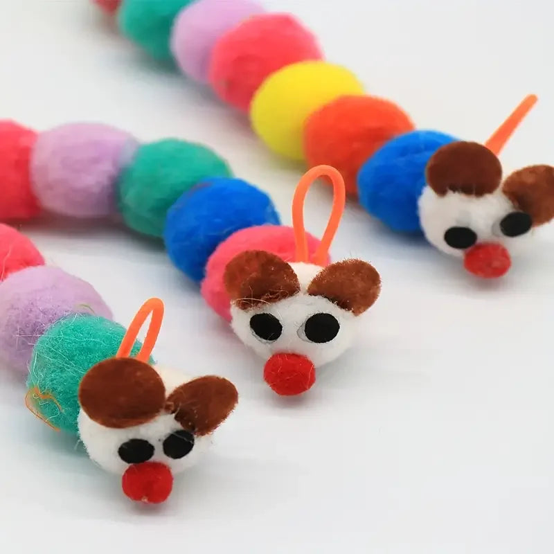 Adjustable Hanging Cat Teaser Toy – Colorful Plush Worm Door Swing
