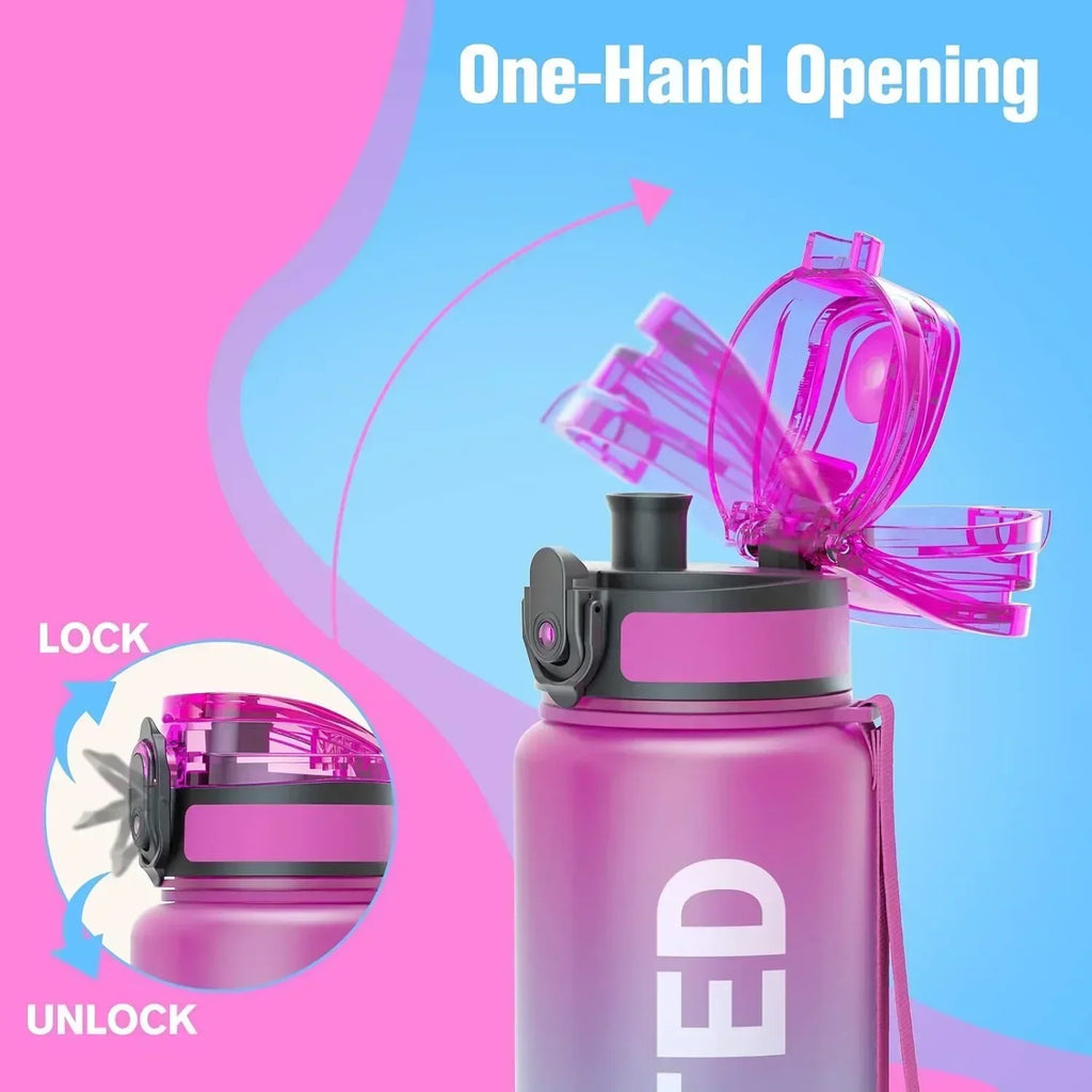 💧🔥 32oz Motivational Water Bottle – Leakproof Sport Travel Bottle