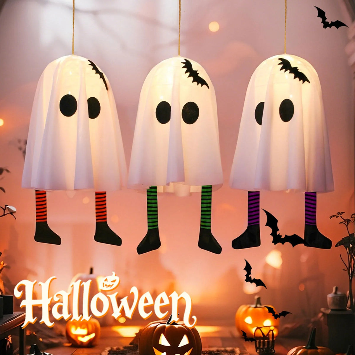 Glowing Ghost Hanging Decoration – Halloween Party Décor