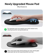 🖱️🖤 Ergonomic Mouse Pad with Wrist Rest – Non-Slip Hard Base