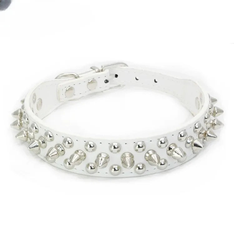 Adjustable Spiked Dog Collar 🐶 PU Leather Punk Studded Pet Collar for Small Dogs & Cats