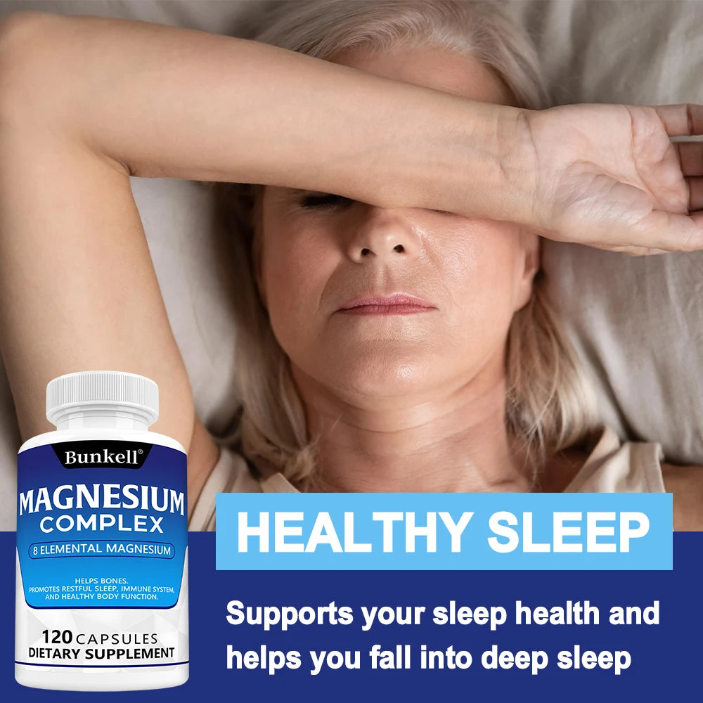 Magnesium Complex 💊 – Glycinate & Malate | Supports Muscle 💪, Bone 🦴, Sleep 😴 & Relaxation 🌿 | 120 Capsules