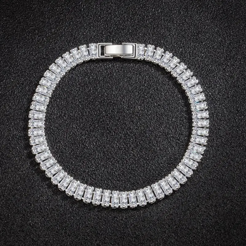 ✨💎 925 Sterling Silver Bracelet with Zircon Crystal 💖 | Elegant Fashion Jewelry for Women 👰 | Engagement & Wedding Glamour Bracelet (18CM)