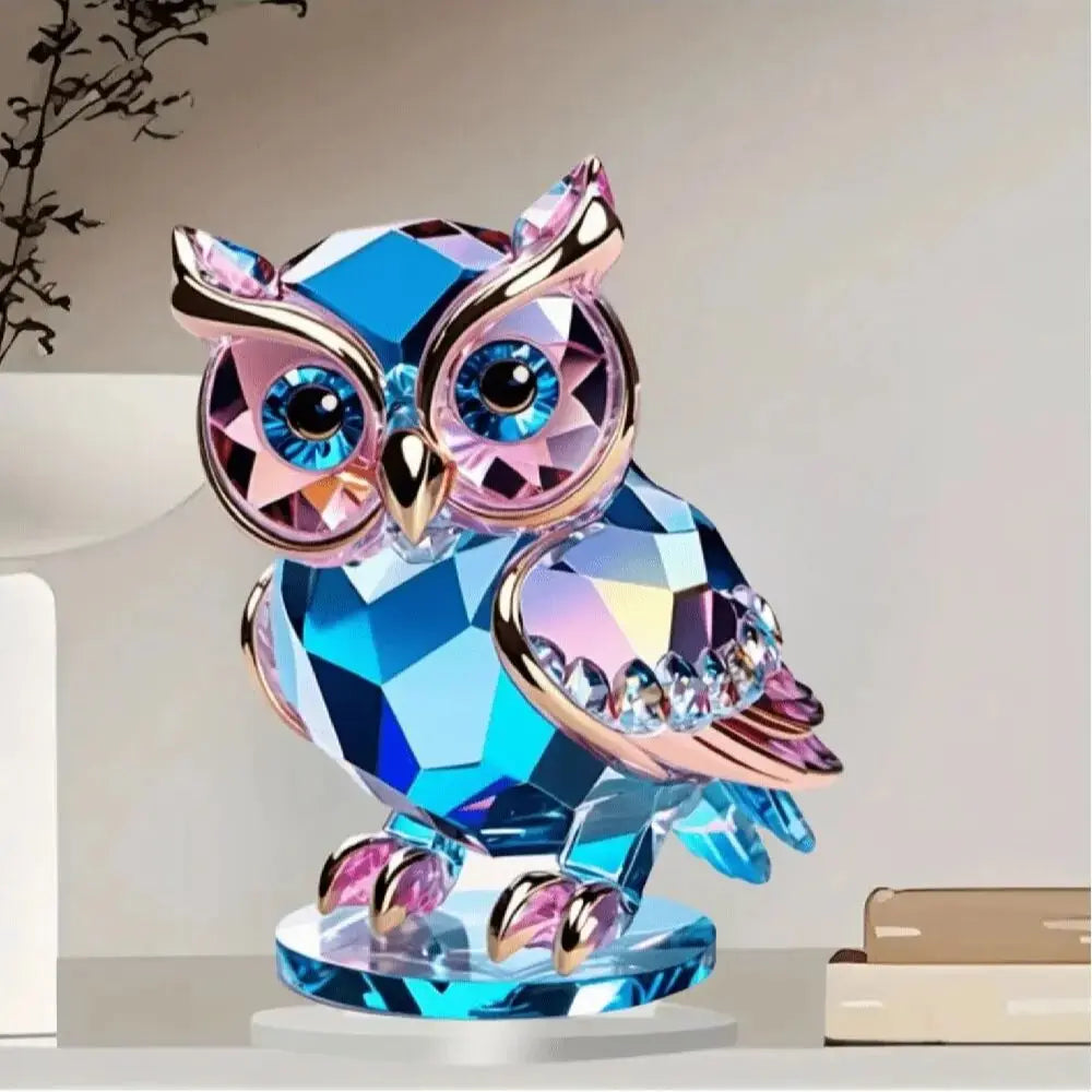 🦉✨ Cute Crystal Plastic Owl Desktop Decoration | 6 × 6 inch Animal-Themed Home Decor Ornament | Practical & Convenient Desk Decor