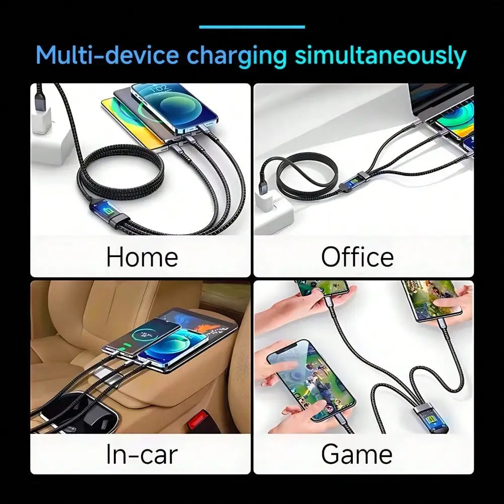 3-in-1 Multi USB Fast Charging Cable – Nylon Braided (USB Type-C / Micro USB / Lightning)