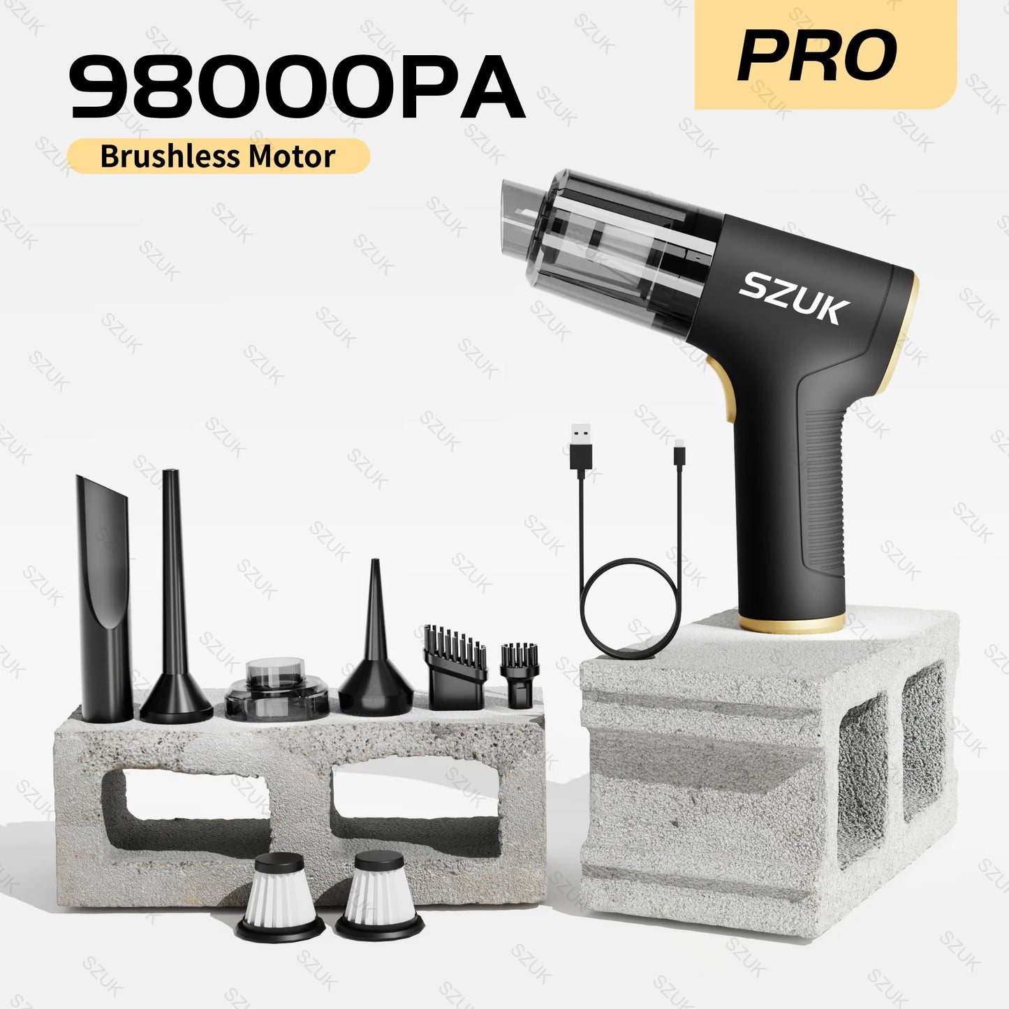 🚗🌀 SZUK 98000PA Wireless Car Vacuum Cleaner – Mini Powerful Handheld Vacuum with Strong Suction for Car & Home