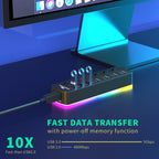 🌈🔌 RGB USB 3.0 Hub 7-Port – 5Gbps with Individual Switch