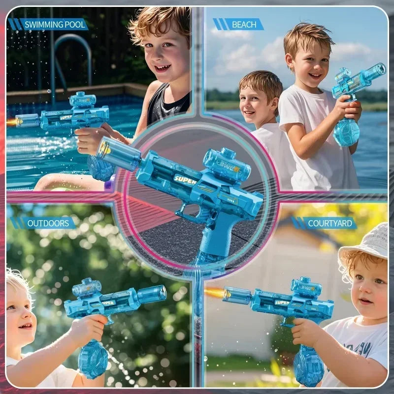 💦⚡ Simulated Recoil Electric Water Gun – Automatic Sensor Light Water Pistol for Kids | Summer Outdoor & Beach Toy