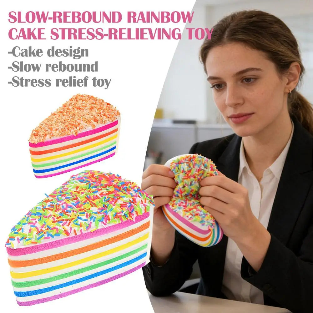 Rainbow Cake Squishy Toy – Slow-Rebound Sprinkle Cake Stress Ball