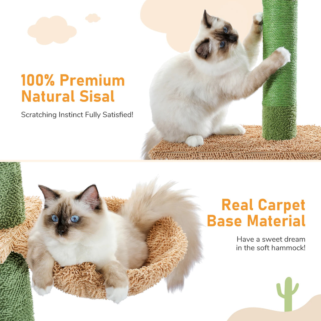 🌵🐱 5-Tier Floor-to-Ceiling Cat Tree – Cactus Climbing Tower