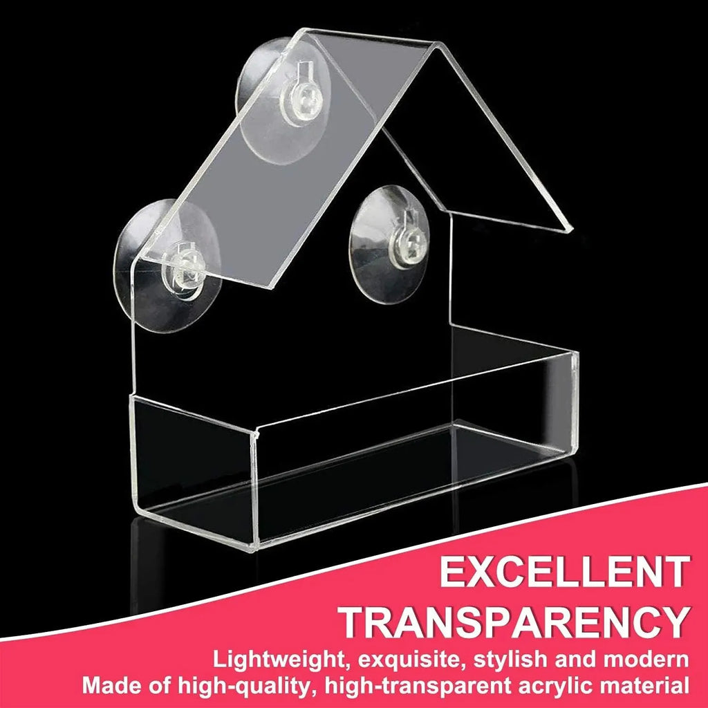 🐦🏡 Clear Acrylic Window Bird Feeder with Suction Cups