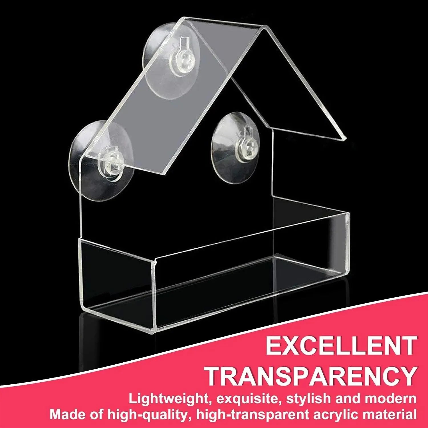 🐦🏡 Clear Acrylic Window Bird Feeder with Suction Cups