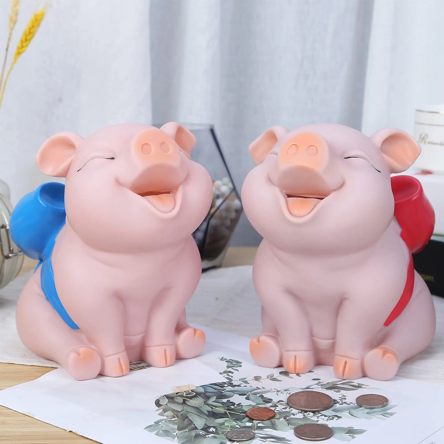 🐷🎀 Piggy Bank with Red Bow-Knot 💰 | Lovely Shatterproof Pig Coin Bank ✨ | Creative Money Box Stores Up to 1000 Coins 🎁