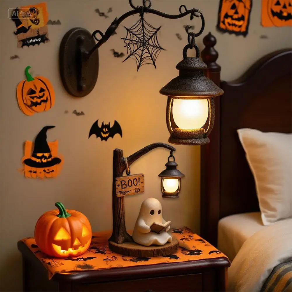 Ghost Reading Night Light – Cute Halloween 3D Décor