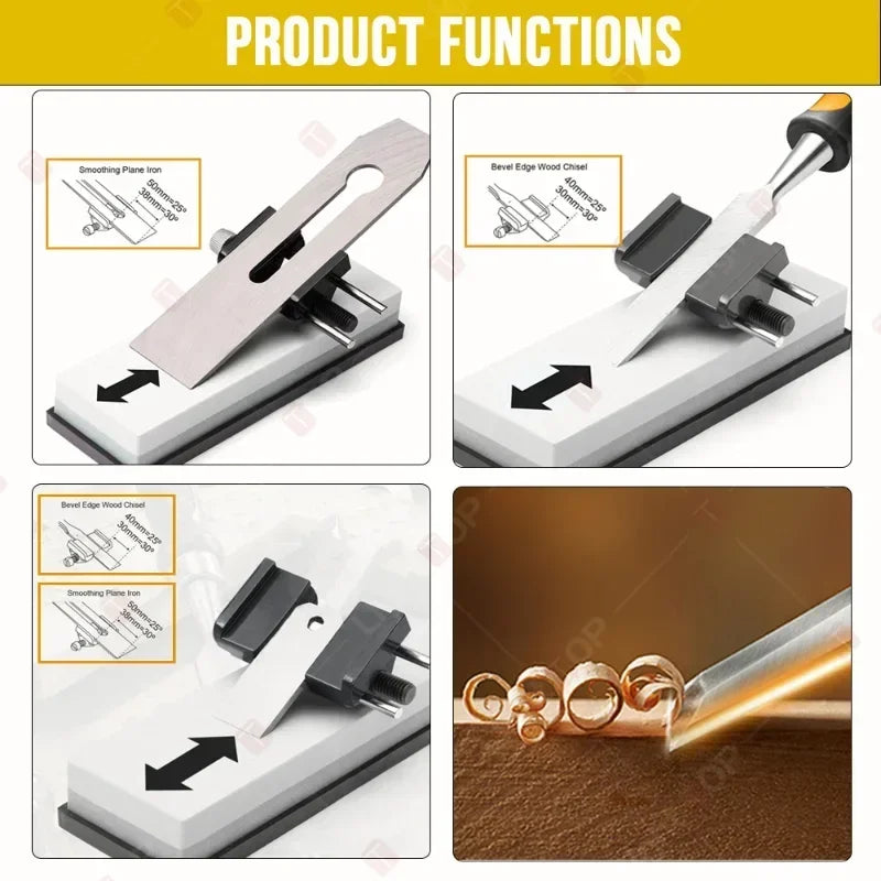 Adjustable Chisel Honing Guide Jig – Carbon Steel Roller Angle Sharpener for Wood Chisels &amp; Plane Irons