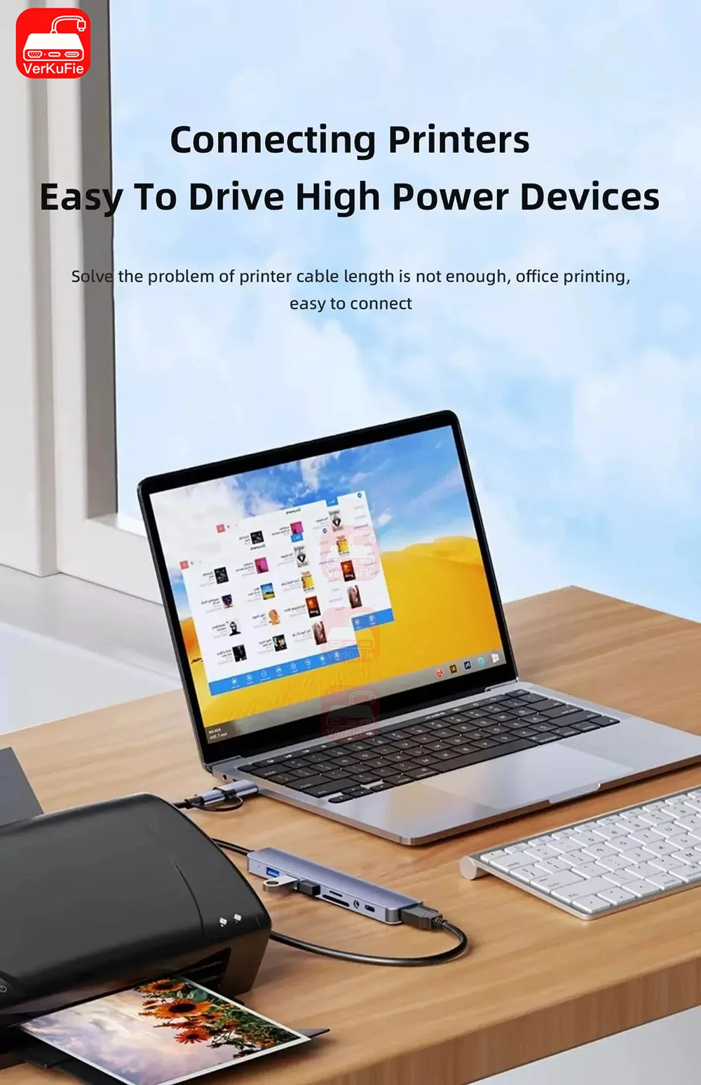 USB-C Hub 8-in-1 USB Extender with SD/TF Card Reader & Audio Port