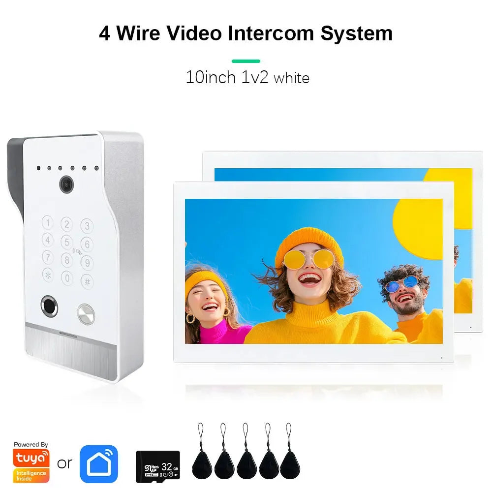 🔔📹 High Quality Video Doorbell Intercom System | Large Screen Smart Videophone 🔐 | Tuya Smart 5-in-1 Unlock 1080P for Home & Apartment