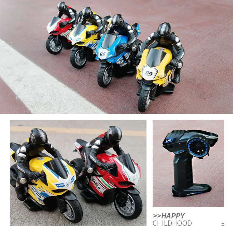 1/10 RC Motorcycle 4CH Drift Racing High Speed Remote Control Motorcycles 35 Meters Electric Off-Road Model Toys for Boys Child