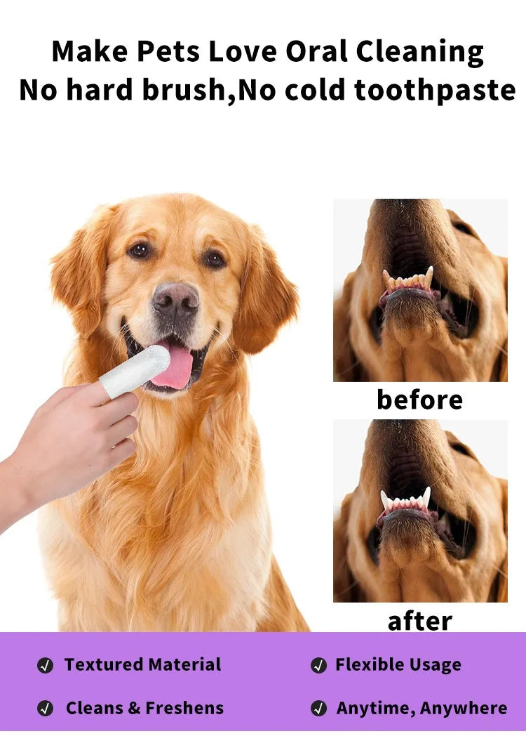 Pet Disposable Finger Toothbrush Wipes – Dog & Cat Oral Cleaning