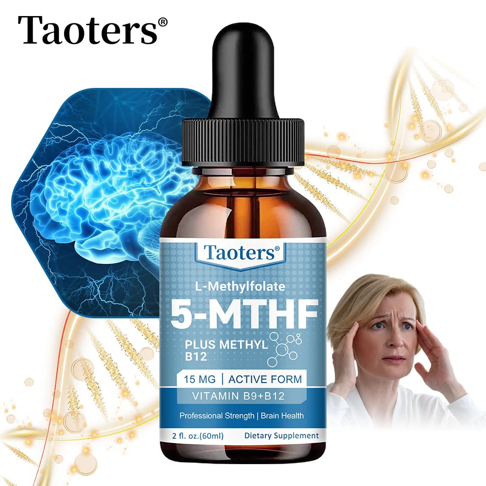 L Methylfolate Plus Methyl B12 Cofactor Liquid Drops - Metabolically Active 5-MTHF Form, Supports Mood, Methylation, Cognition