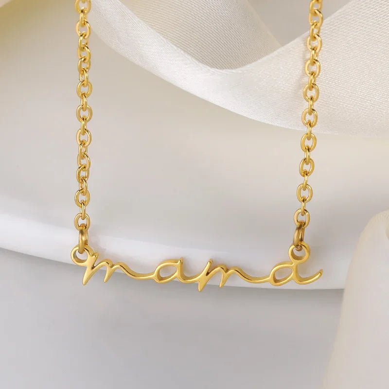 💖✨ Fashion Cursive Name Necklace with Heart 💕 | Exquisite Stainless Steel Letter Pendant Choker 💎 | Personalized Charm Jewelry Christmas Gift 🎄