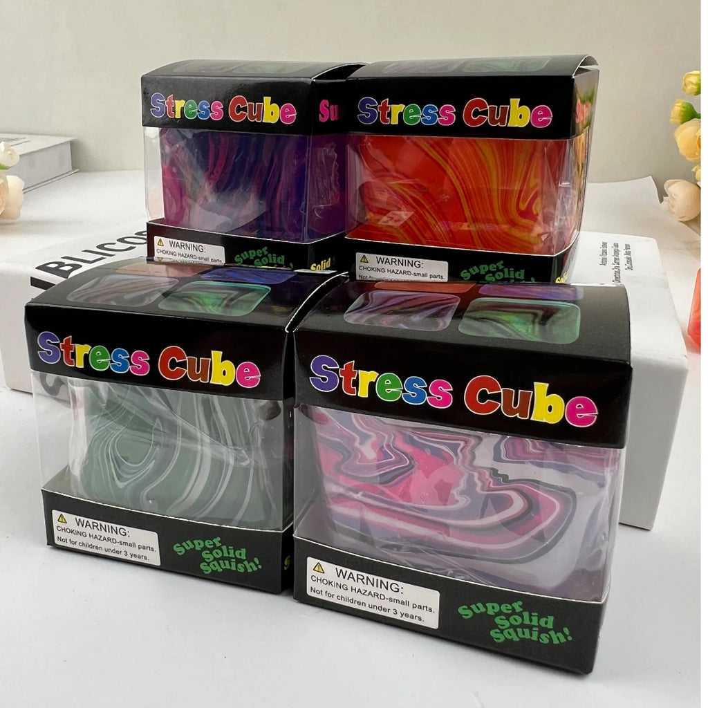 Striped Gel-Filled Squishy Cube – Slow-Rebound Sensory Fidget Toy