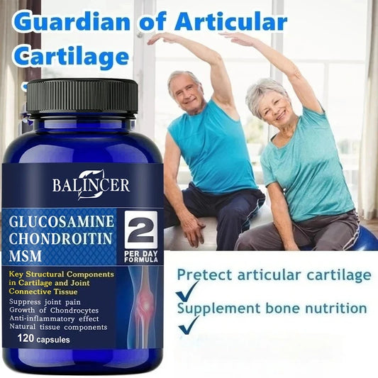 Glucosamine Chondroitin MSM Capsules, for Joint Health, Promotes Bone and Joint Mobility, Dietary Supplement