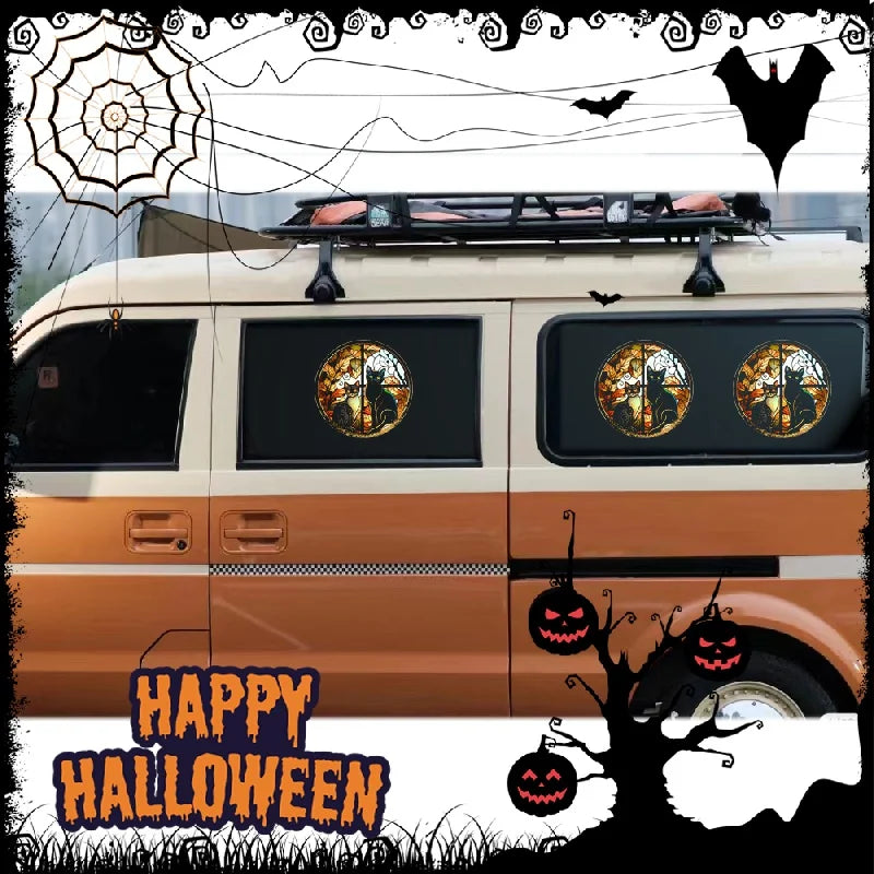 Scary Cat Halloween Window Sticker – Static Cling Décor