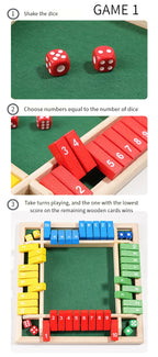 Arithmetic Dice Board Game Four-Sided Flip Card Games Box Dice Toys Wooden Flaps Dices 4 Players Party Number Game Board Games