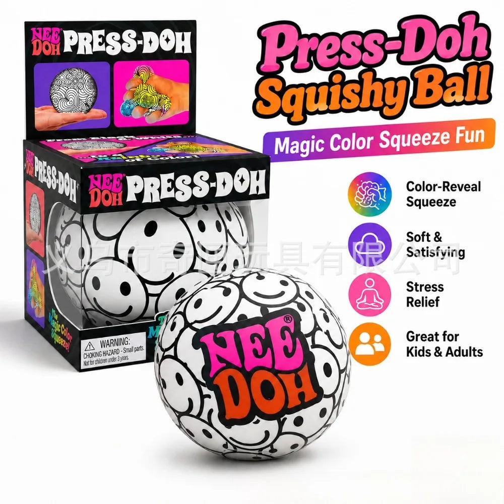 NeeDoh Color-Changing Smiley Squeeze Ball – Flour Squishy Toy