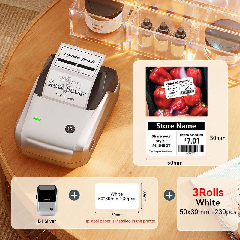 🏷️📱 NIIMBOT B1 Portable Thermal Label Printer – 2 Inch Bluetooth Sticker Maker