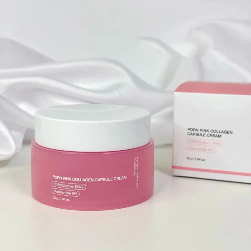 🌸✨ Korean PDRN Pink Collagen Capsule Cream | Niacinamide Lightweight Face Moisturizer 💖 | Non-Greasy Care for Uneven Skin Tone