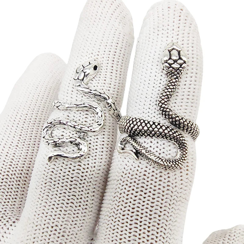 🐍💍 50pcs Vintage Snake Rings Set – Adjustable Silver Animal Jewelry