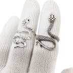 🐍💍 50pcs Vintage Snake Rings Set – Adjustable Silver Animal Jewelry