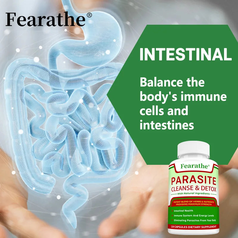 🌿 Parasite Cleanse – Natural Herbal Gut Support | Bowel & Digestive Cleanse | Detox & Immune Support | 30/60/120 Capsules
