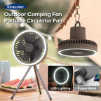 🌬️🔋 Rechargeable Camping Fan 4000mAh / 10000mAh – LED Light & Power Bank