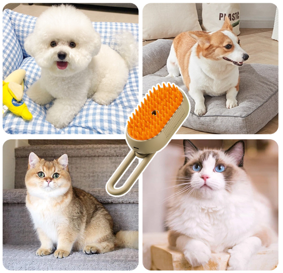 🐾✨ 3-in-1 Cat Steam Brush & Steamy Dog Brush | Electric Spray Pet Grooming Comb 💦 | Massage, Hair Removal & Deshedding Tool