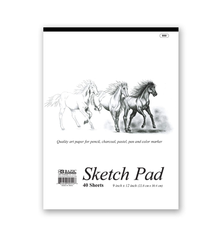 Sketch Pad 40 Sheets 9"x12" 📖 White Sketchbook for Drawing, Journaling & Art Projects