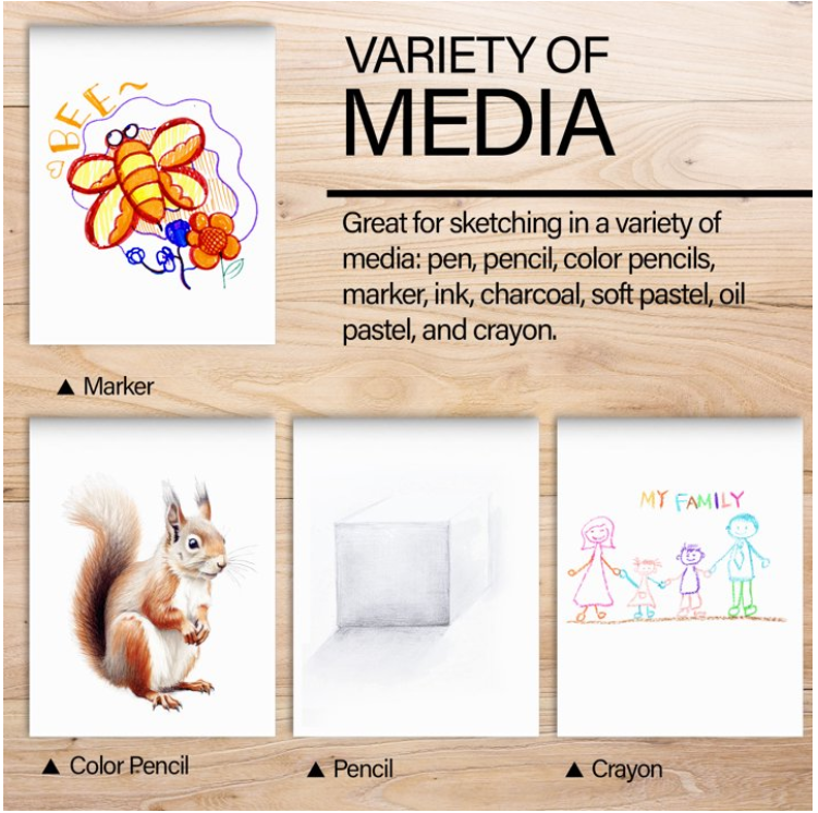 Sketch Pad 40 Sheets 9"x12" 📖 White Sketchbook for Drawing, Journaling & Art Projects