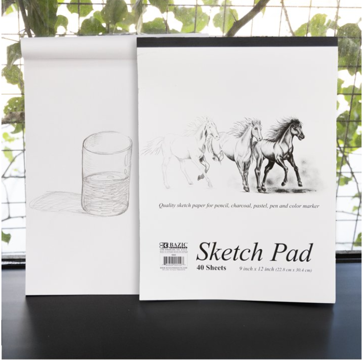 Sketch Pad 40 Sheets 9"x12" 📖 White Sketchbook for Drawing, Journaling & Art Projects