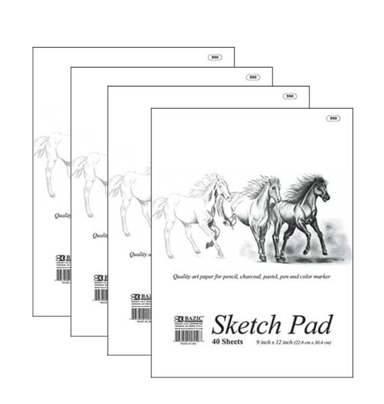 Sketch Pad 40 Sheets 9"x12" 📖 White Sketchbook for Drawing, Journaling & Art Projects