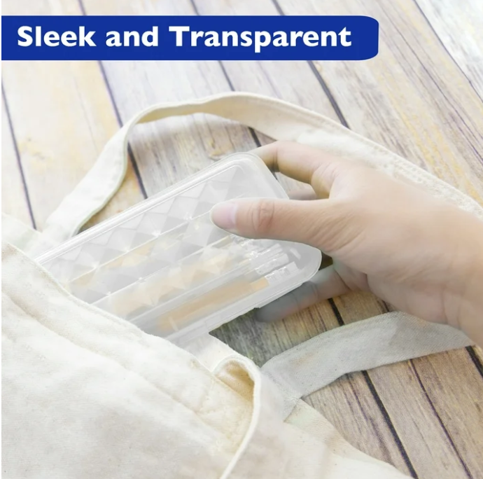 Plastic Pencil Case 8" Clear Storage Box – Translucent Organizer for School Supplies, Art Tools, Makeup & Craft Accessories