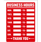 Business Hours Sign for Store Door 9x12 | 12x16 – Open Closed Hours Sign for Retail Store, Office, Restaurant