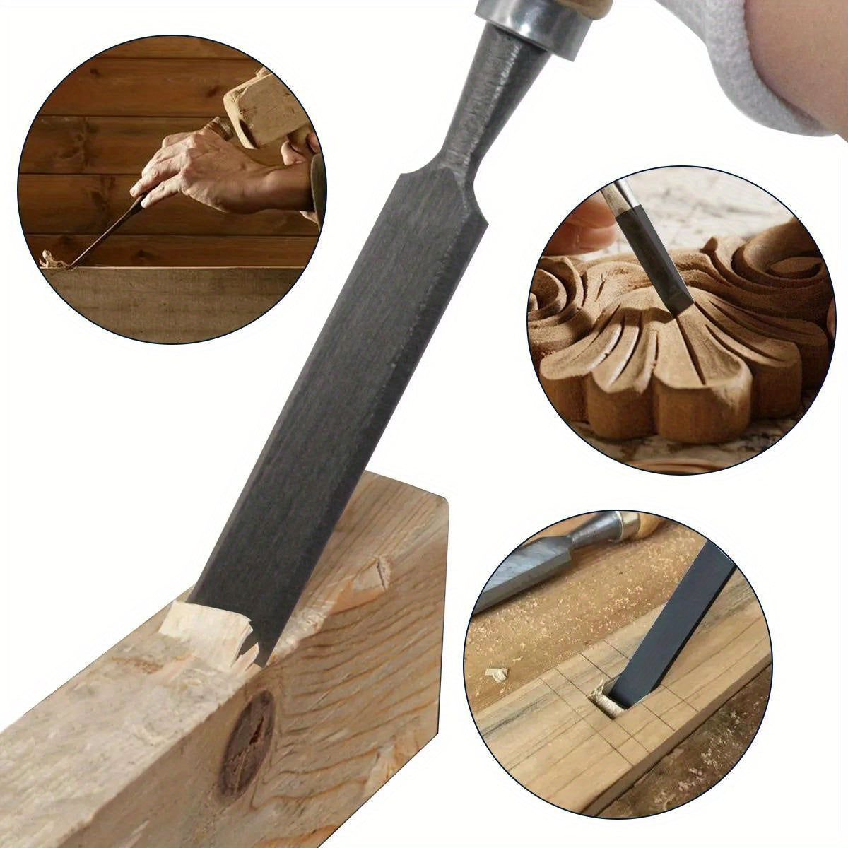 4Pcs Wood Carving Chisel Set 🪵 | Professional Woodworking Tools with Beech Handles (0.24–0.94in)